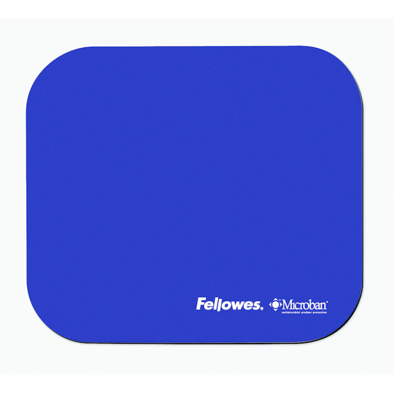 Tapis de souris Fellowes avec Microban - Protection antibactérienne - Base en caoutchouc - 23,2x19,9cm - Couleur Bleu
