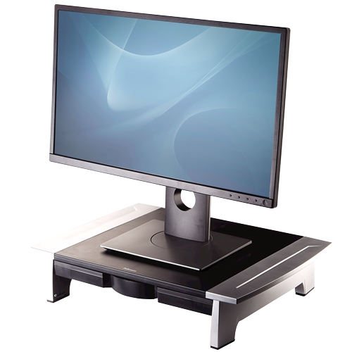 Fellowes Office Suites Support pour moniteur - 5 réglages de hauteur - Tiroir de rangement - Espace pour ordinateur portable - Poids maximum 36 kg