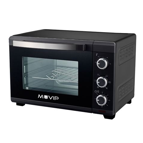 Four Muvip 1600W 25L - Régulateur de température 100º-230º - Extérieur en acier revêtu - Sélecteur de temps - Porte en verre trempé