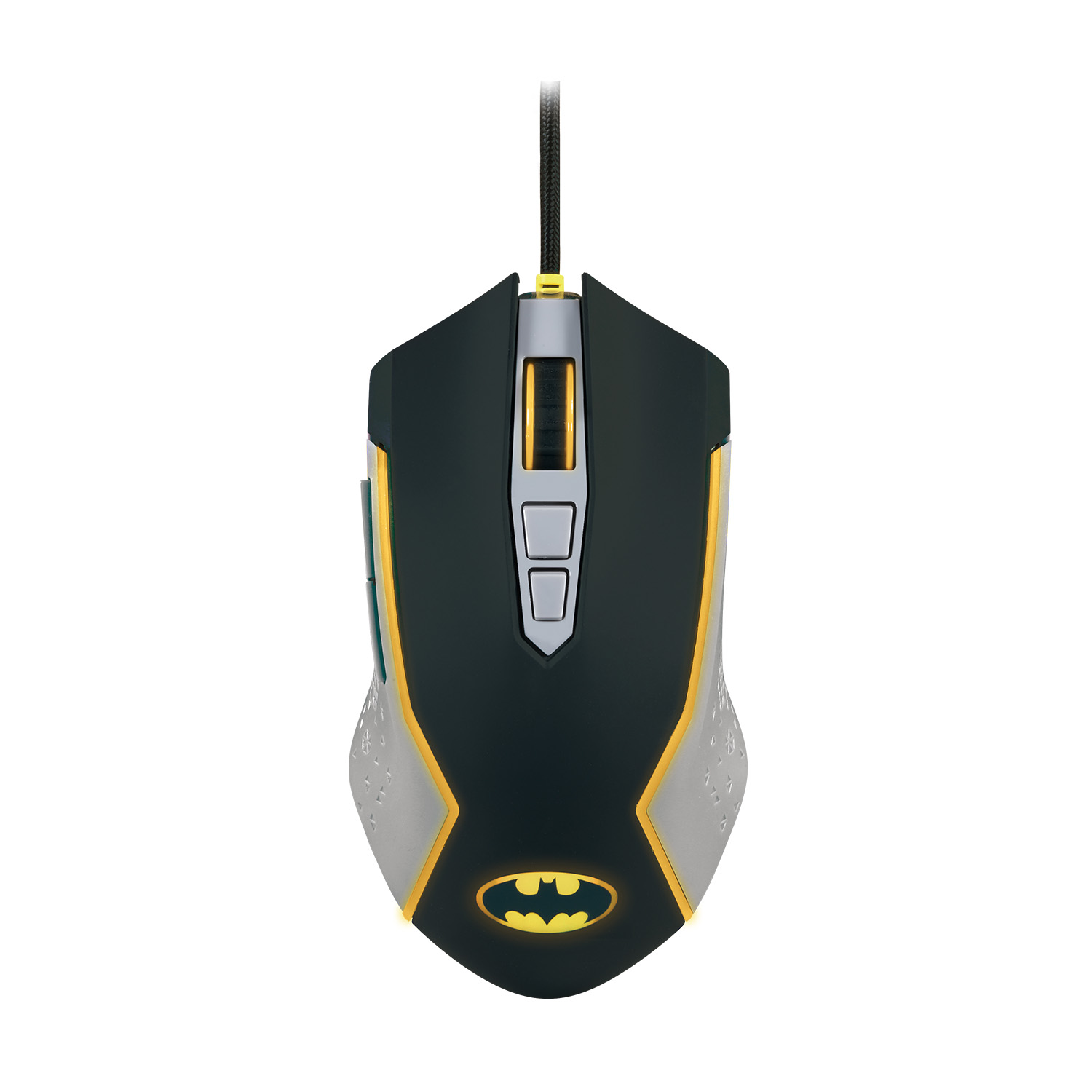 FR-TEC Batman USB Mouse jusqu'à 8000 dpi - Éclairage LED Jaune - Plug and Play - Câble Tressé 1,8 m - Couleur Noir/Gris/Jaune