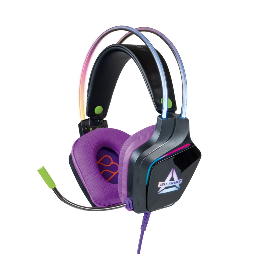 FR-TEC Casque de jeu avec lumière RVB - Contrôle du volume et sourdine dans le câble - Microphone flexible - Haut-parleur 50 mm - Prise jack 3,5 mm et connexion USB 2.0 - Couleur noire