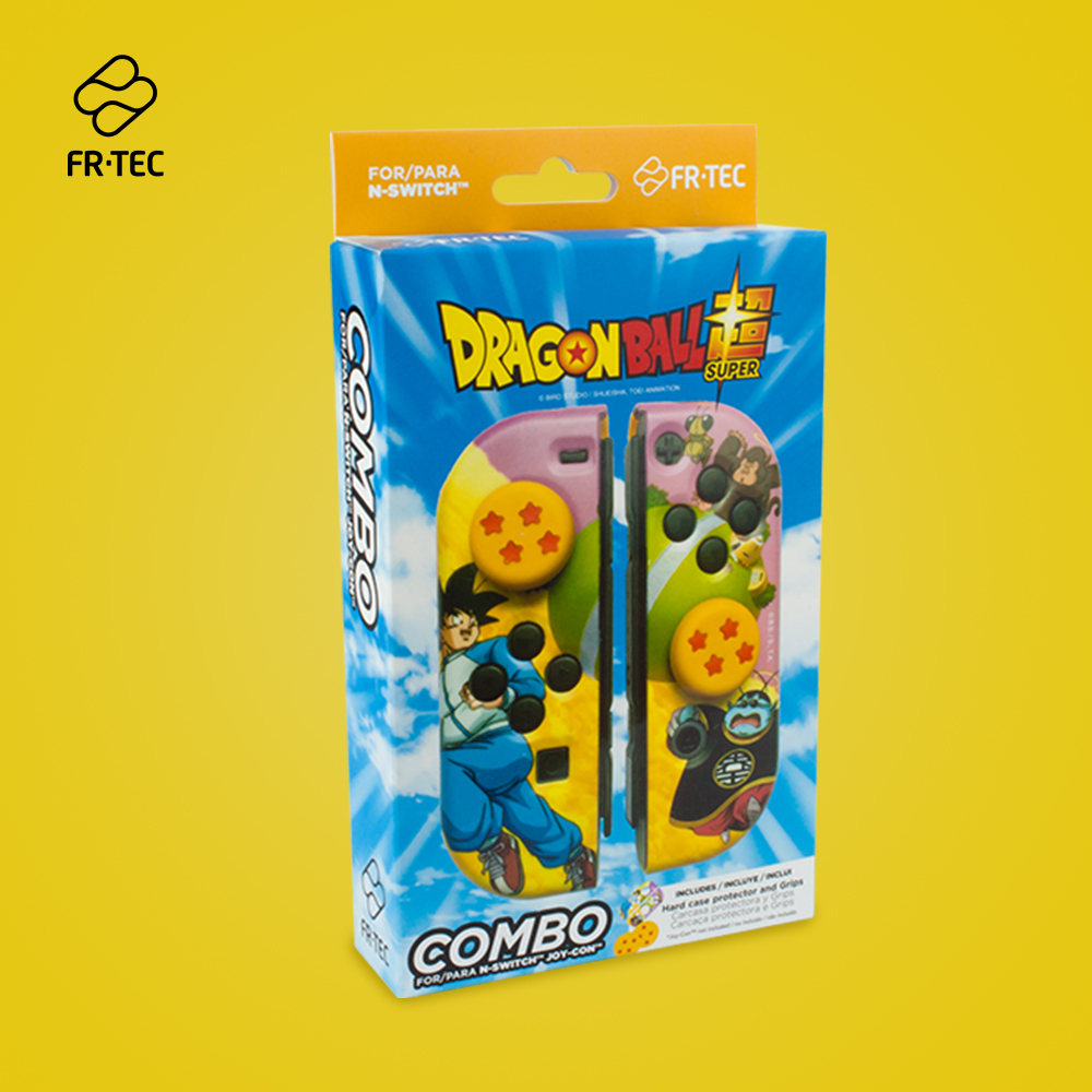 FR-TEC Combo Pack Étui de Protection Rigide pour Joycon + Poignées pour Améliorer la Prise en Main des Doigts Dragon Ball Super - Différentes Couleurs