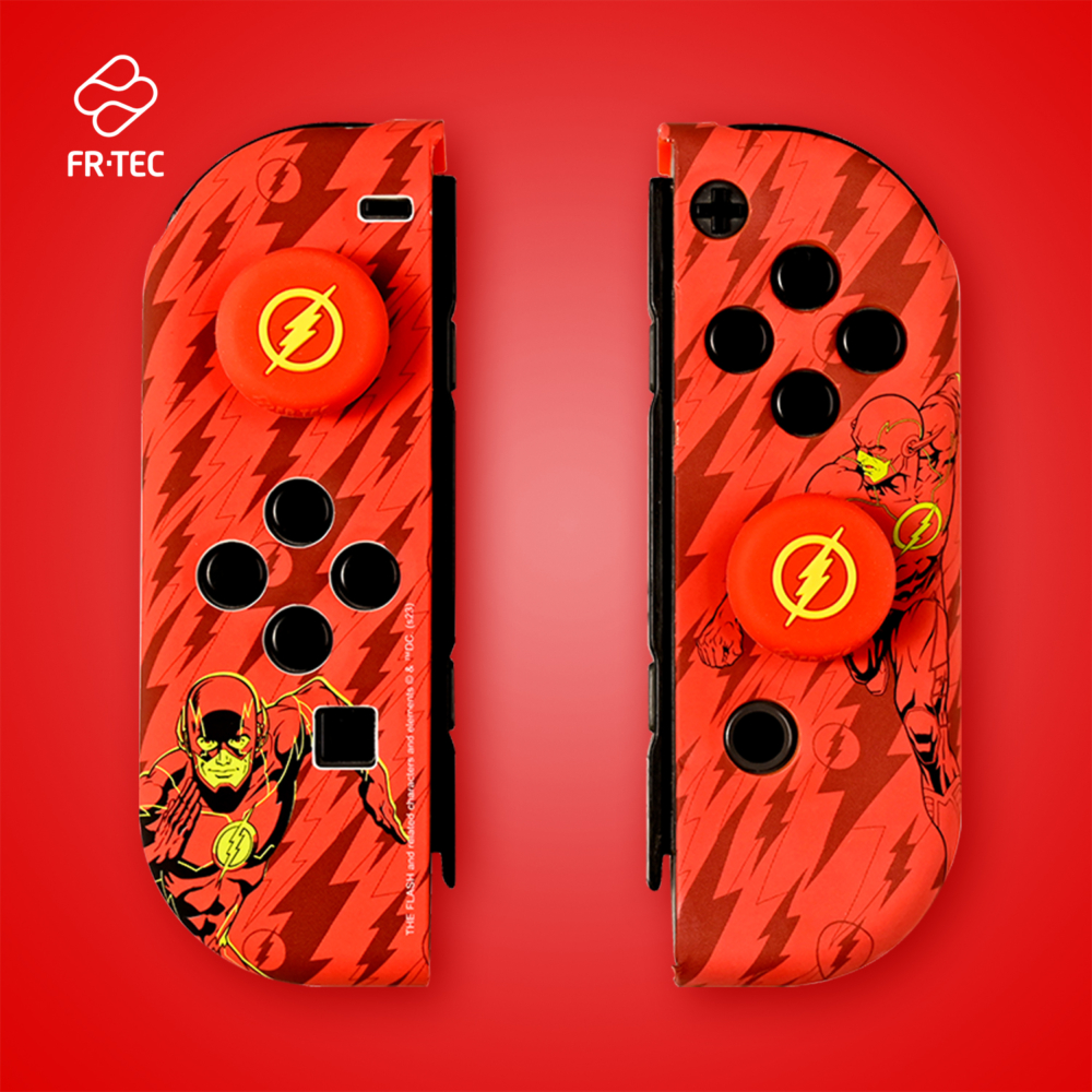 FR-TEC Combo Pack Étui Rigide et The Flash Grips pour Nintendo Switch - Boîte de 16 Jeux - Design Unique et Prise en Main Améliorée - Couleur Rouge