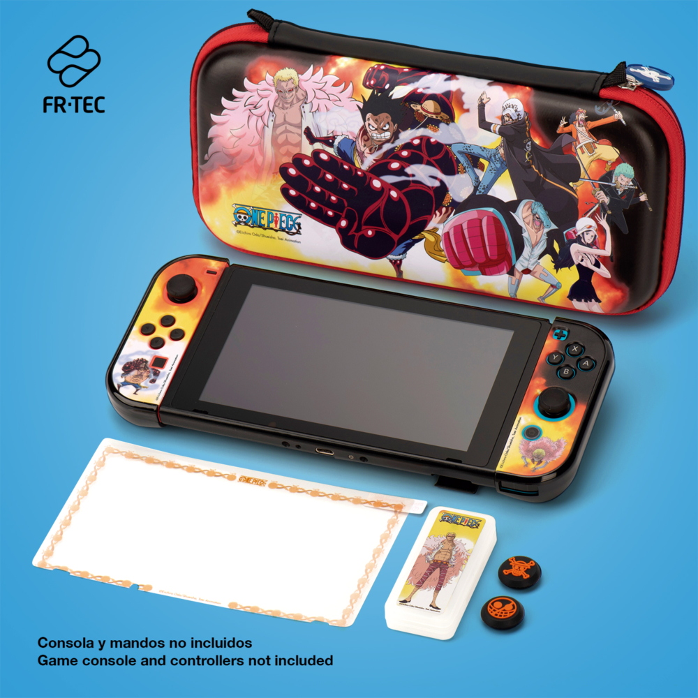 FR-TEC Coque avec Mousse pour Nintendo Switch One Piece Full Pack Dressrosa + Joycon Case + Poignées Antidérapantes + Protecteur d'écran + Étui de Jeux - Différentes Couleurs