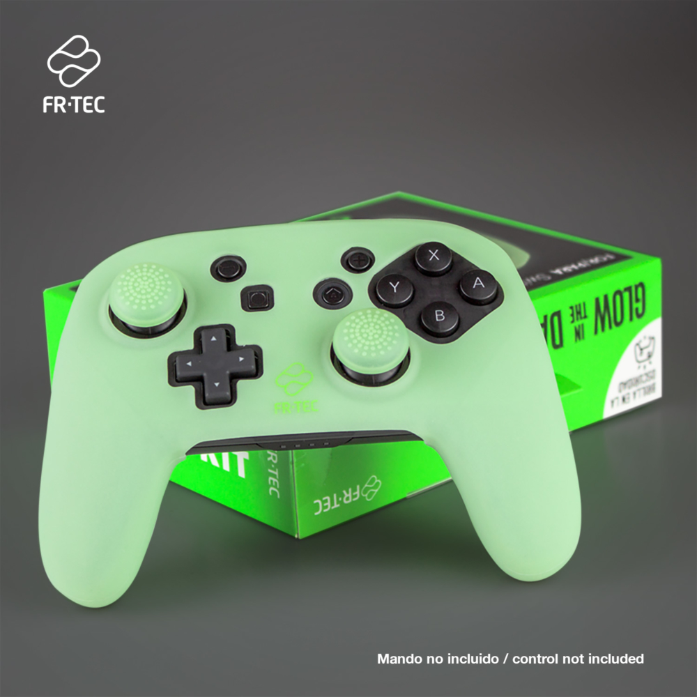 FR-TEC Coque en silicone pour manette Nintendo Switch Pro Kit personnalisé phosphorescent – Poignées en silicone pour améliorer la prise en main – Brille dans le noir – Couleur verte