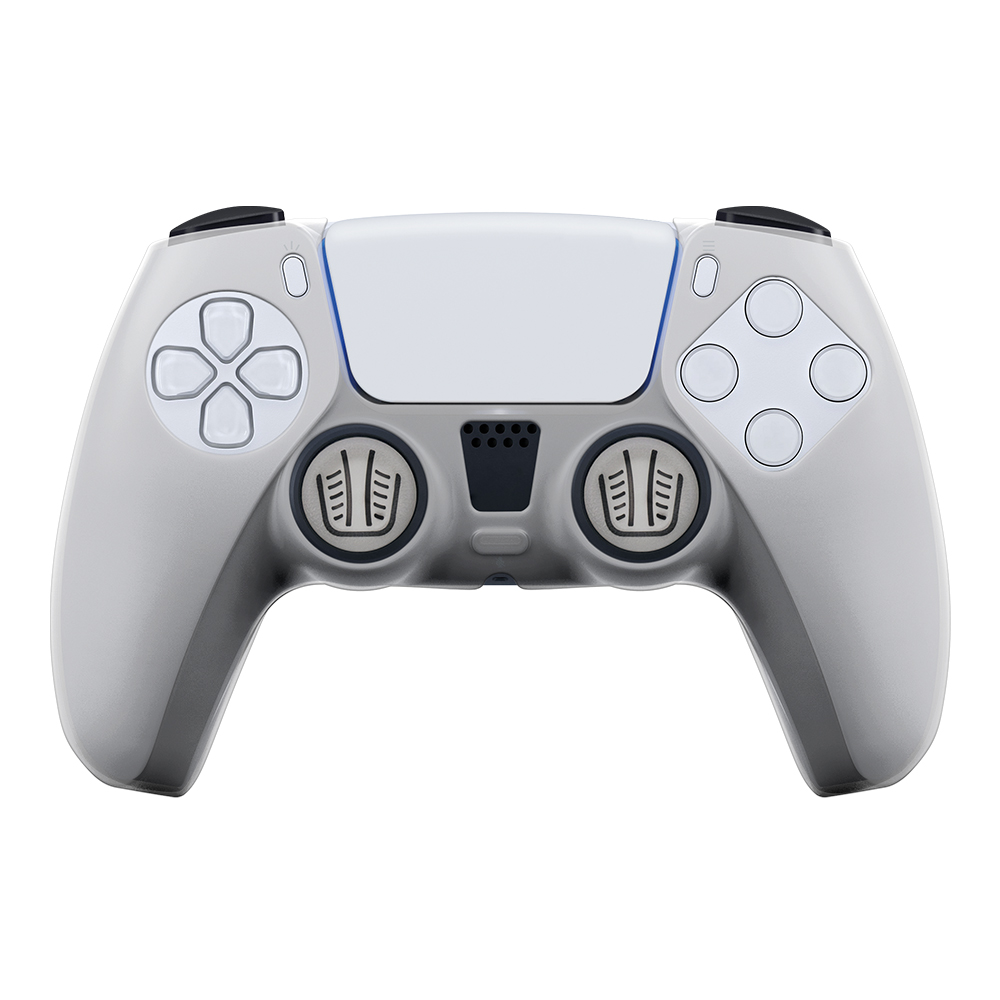 FR-TEC Coque en Silicone Transparente + Grips pour Dualsense PS5 - Protection sans altérer l'apparence - Améliore la prise en main et évite la transpiration des mains - Comprend des poignées pour joysticks - Couleur Gris