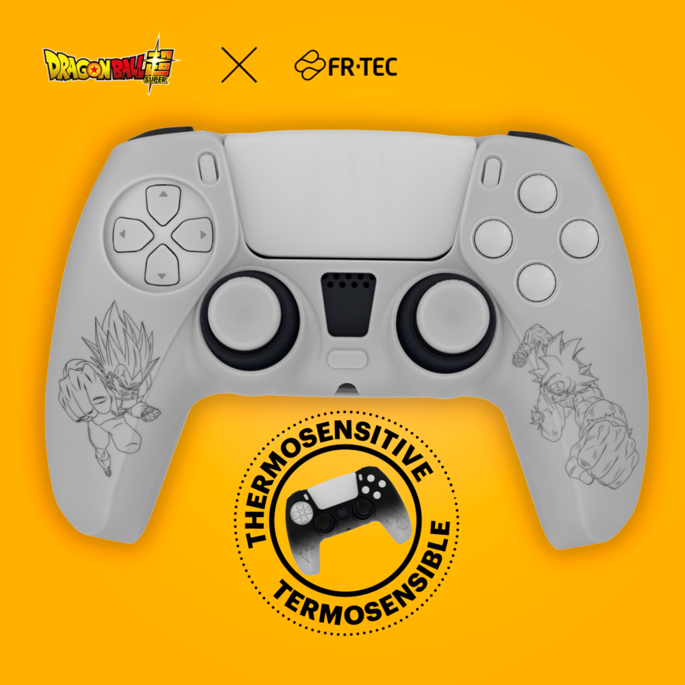 FR-TEC Coque et Grips en Silicone Dragon Ball Super Thermochromatique PS5 - Changement de Couleur Progressif - Design Goku et Vegeta - Antidérapant et Résistant - Couleur Gris