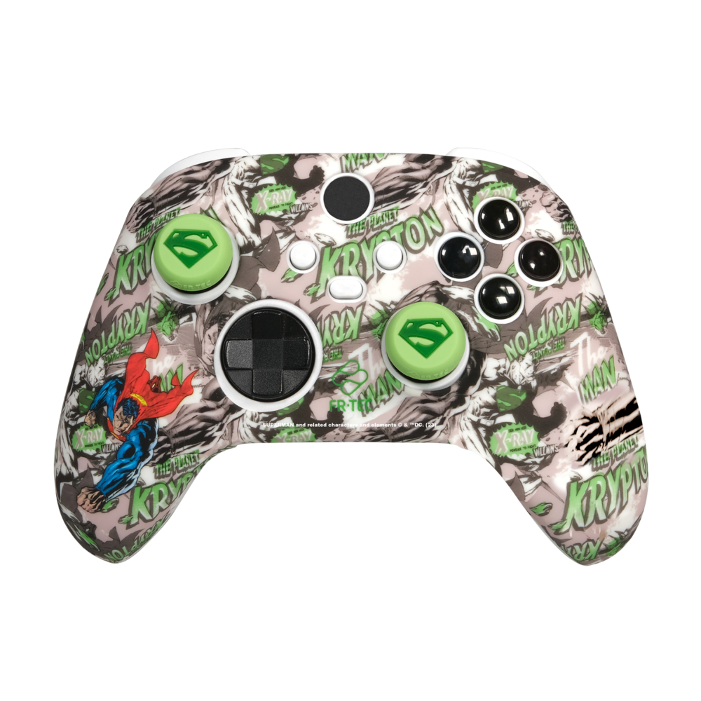 FR-TEC Ensemble silicone et grip pour manette Xbox Series X/S - Esthétique Kryptonite - Coque en silicone velouté - Poignées avec logo Superman - Différentes couleurs