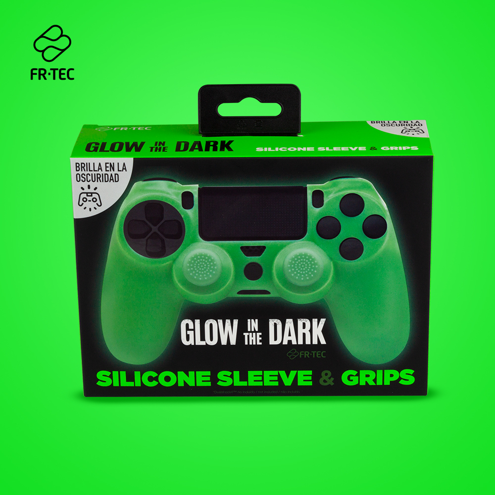 FR-TEC Étui de Protection + Poignées Antidérapantes Glow in The Dark pour Dualshock - Glow in the Dark - Couleur Vert