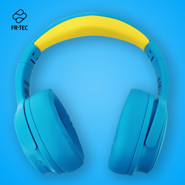 FR-TEC Looney Tunes Casque de jeu Bluetooth avec microphone intégré - Limitation 85 dB - Bandeau réglable - Coussinets d'oreille rembourrés - Couleur bleu/jaune