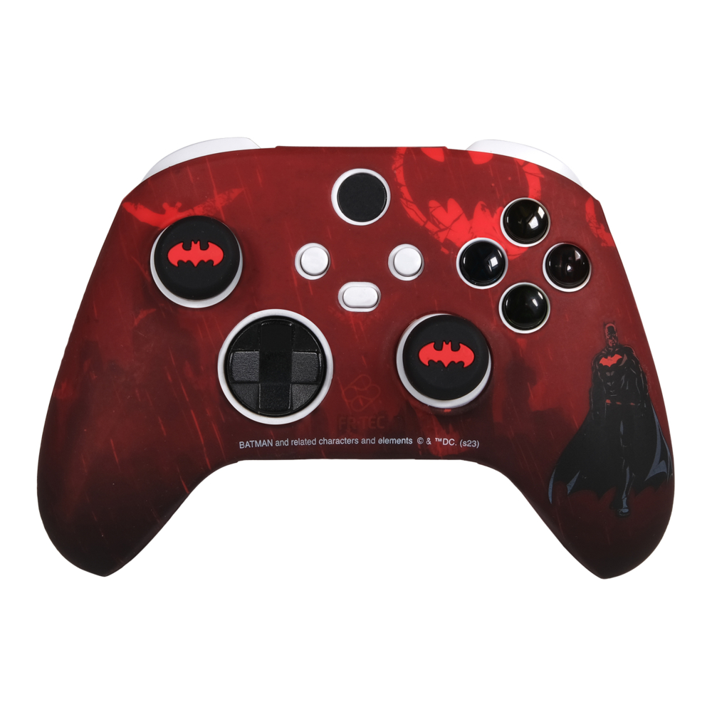 FR-TEC Lot de Coque en Silicone Lisse et Velouté + Grips pour Manette Xbox Series X/S - Design Batman - Grips avec Logo Batman en Relief pour une Meilleure Adhérence - Couleur Rouge