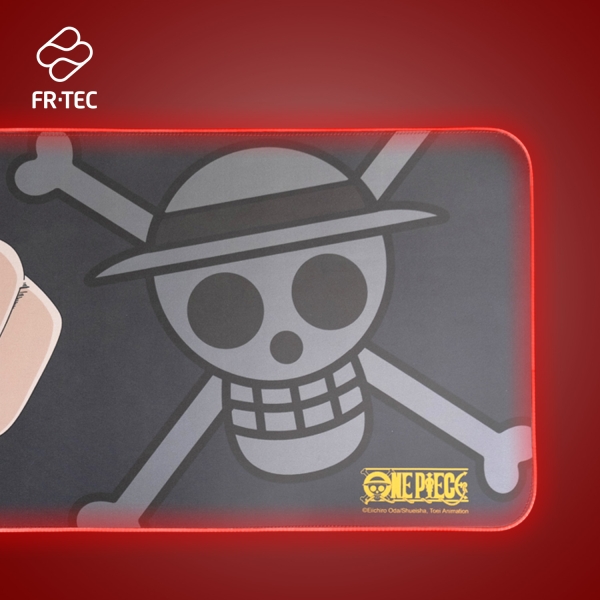 FR-TEC One Piece Luffy XL Tapis de Souris - Lumière LED Rouge sur les Bords - Base en Caoutchouc Antidérapante