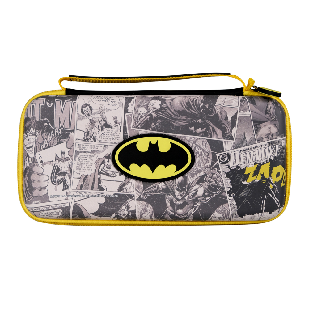 FR-TEC Sac Batman Premium avec Boîte de Jeu - Compatible avec Tous les Modèles Switch - Protection et Transport de Haute Qualité - Support Intégré - Comprend une Boîte de 4 Jeux - Différentes Couleurs