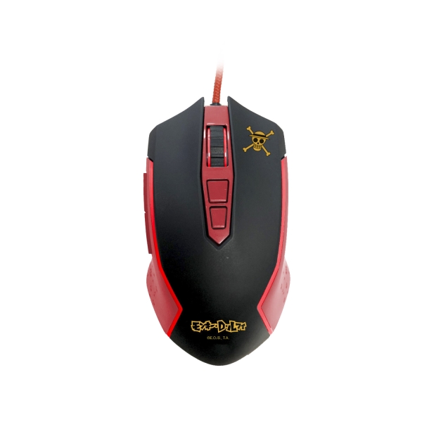 FR-TEC Souris USB monobloc jusqu'à 8000 dpi - Éclairage LED rouge - 5 boutons - Câble tressé - Couleur rouge/noir