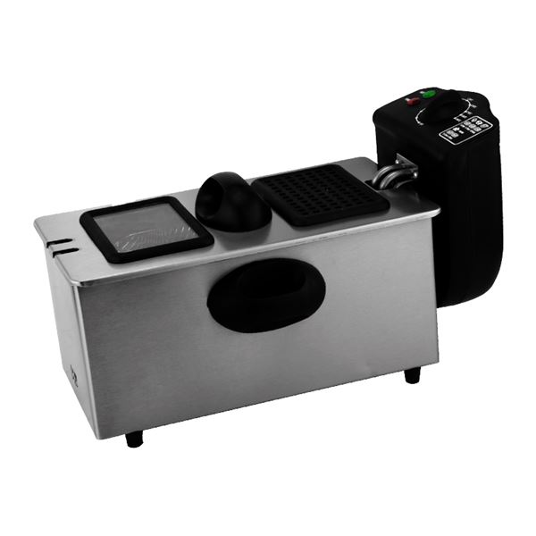 Friteuse électrique Muvip - 3 litres - Poignées froides au toucher - Entièrement amovible - Couvercle avec fenêtre - 2000 W