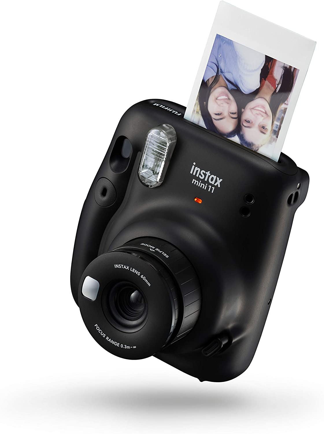 Fujifilm Instax Mini 11 Appareil photo instantané gris anthracite - Taille d'image 62 x 46 mm - Flash automatique - Mini miroir pour selfie - Dragonne et 2 boutons d'obturation différents