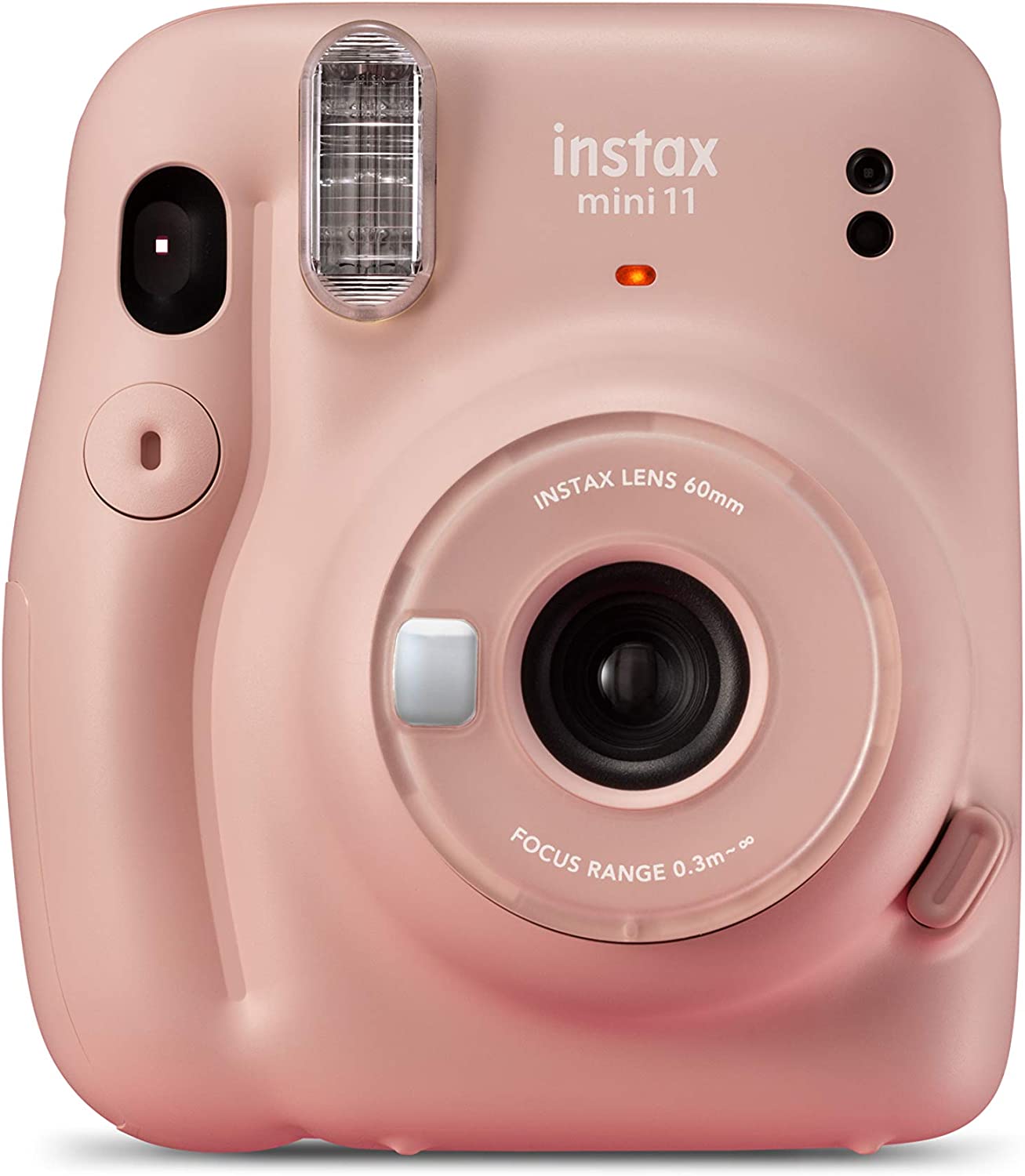Fujifilm Instax Mini 11 Appareil photo instantané rose blush - Taille d'image 62x46mm - Flash automatique - Mini miroir selfie - Dragonne et 2 boutons d'obturation différents