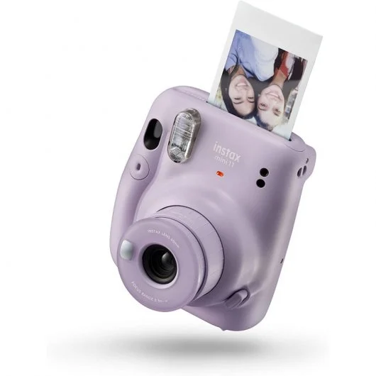 Fujifilm Instax Mini 11 Appareil photo instantané violet lilas - Taille d'image 62x46mm - Flash automatique - Mini miroir pour selfies - Dragonne et 2 boutons d'obturation différents