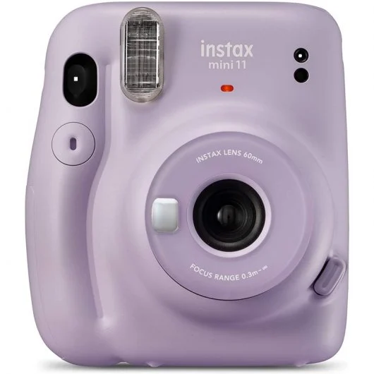 Fujifilm Instax Mini 11 Appareil photo instantané violet lilas - Taille d'image 62x46mm - Flash automatique - Mini miroir pour selfies - Dragonne et 2 boutons d'obturation différents