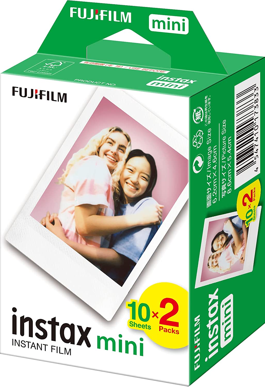 Fujifilm Instax mini Pack de 2x10 films photo instantanés - Valable pour tous les appareils photo Instax mini - Format d'impression (Taille de l'image : 46x62mm)