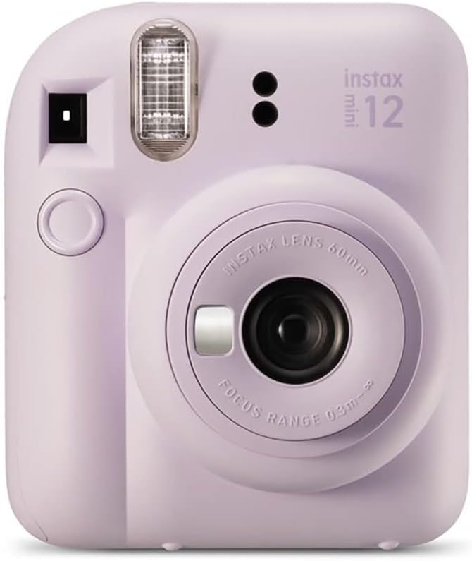 Fujifilm Pack Best Memories Instax Mini 12 Appareil photo instantané violet lilas + Film Instax Mini 10 unités. + 3 Cadres Photo - Taille de l'image 62x46 mm - Flash Auto - Exposition Automatique - Mini Miroir pour Selfies - Mode Gros Plan