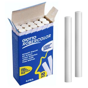 Giotto Robercolor Lot de 10 craies rondes blanches - Testées dermatologiquement - Compactes et durables