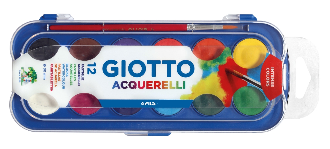 Set 12 Aquarelles Giotto 30mm + Pinceau