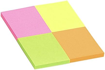 Global Notes inFO Brillant Pack de 4 Blocs de 50 Notes Autocollantes 50 x 40 mm - Certification FSC ? - Couleurs jaune, orange, rose et vert