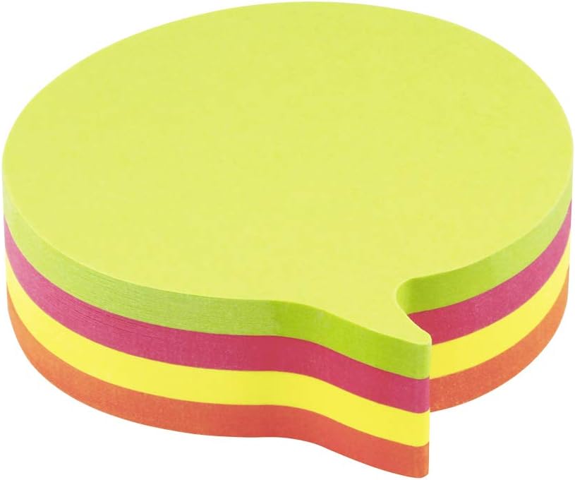 Global Notes inFO Cube de 200 Notes Autocollantes en Forme de Bulle 70 x 70 mm - Couleurs Vert, Rose Jaune et Orange