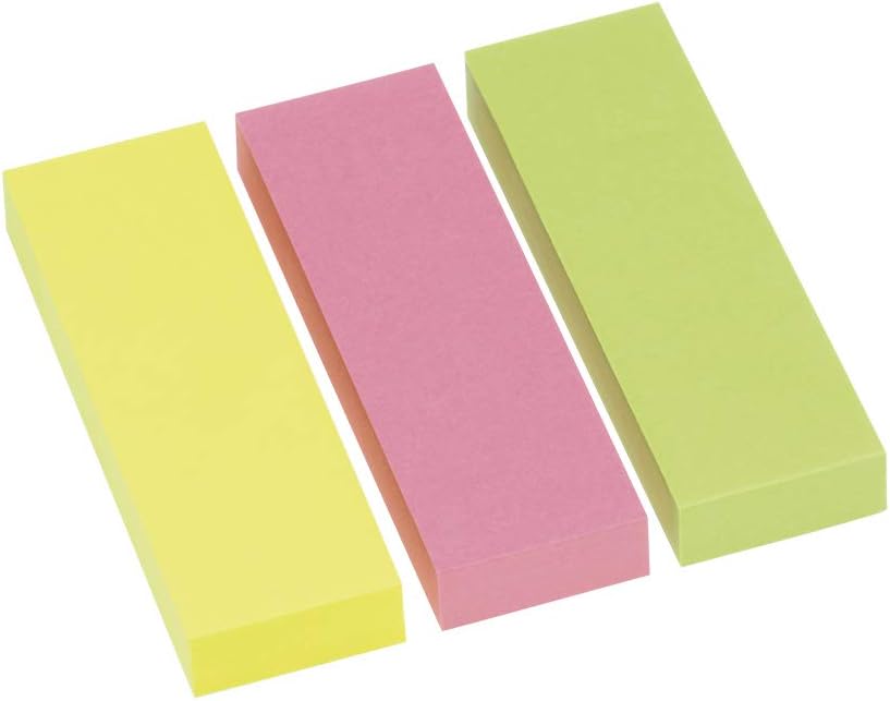 Global Notes inFO Pack de 3 blocs de 100 marqueurs de page 75 x 25 mm - Certification FSC ? - Couleurs jaune, vert et rose