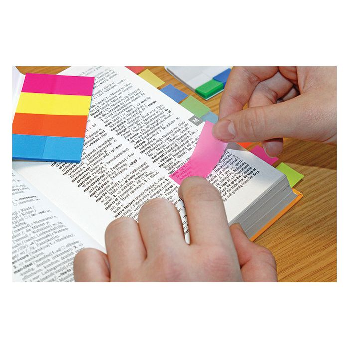 Global Notes inFO Pack de 4 blocs de 40 marqueurs de page 50 x 20 mm - Couleurs jaune, orange, bleu et rose