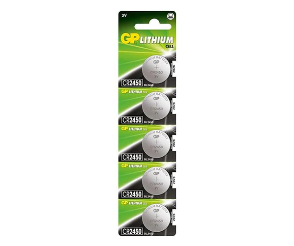 GP Lithium Lot de 5 Piles Bouton Lithium CR2450 3V