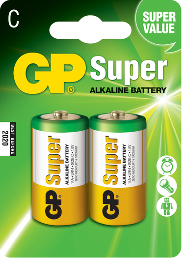 GP Pack de 2 Piles Super Alcalines LR14 C 1.5V