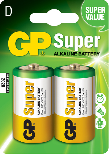 GP Pack de 2 Piles Super Alcalines LR20 D 1.5V