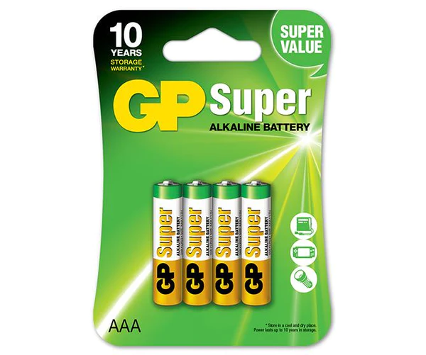 GP Pack de 4 Piles Super Alcalines LR03 AAA 1.5V