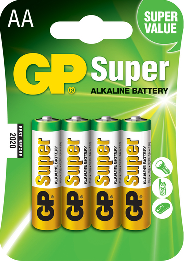 GP Pack de 4 Piles Super Alcalines LR06 AA 1.5V