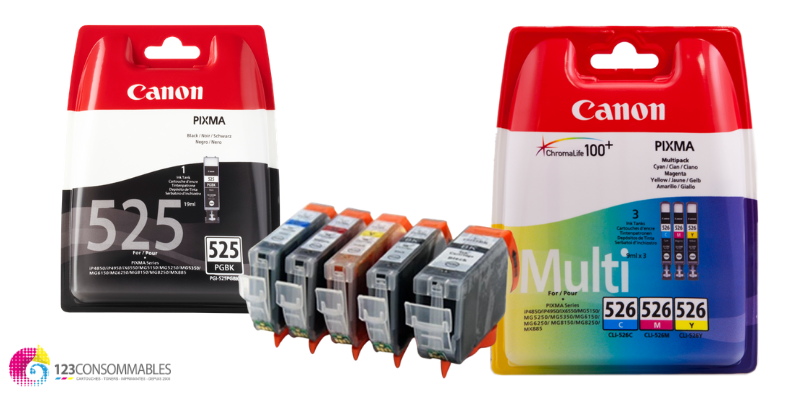 Vhbw - 6x recharges cartouches d'encre pour imprimante CANON 525