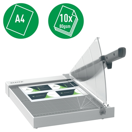 Cisaille à papier Leitz Precision Home Office A4 - Coupe jusqu'à 10 feuilles - Format A4 - Acier rectifié avec précision