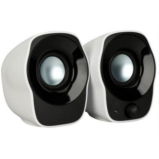 Haut-parleurs Logitech Z120 USB 2.0 1,2 W - Taille compacte - Entrée Jack 3,5 mm - Couleur blanc/noir