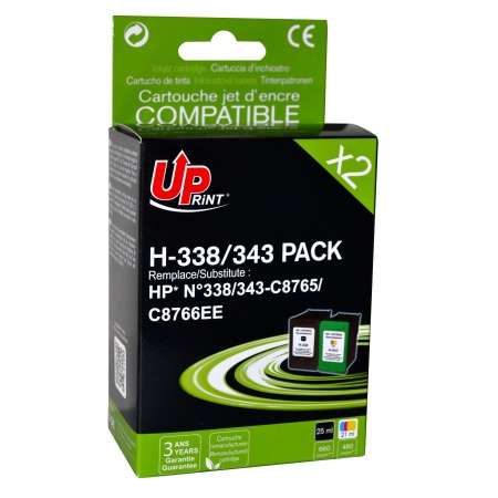 Pack UPrint compatible HP 338/HP 343, 2 cartouches