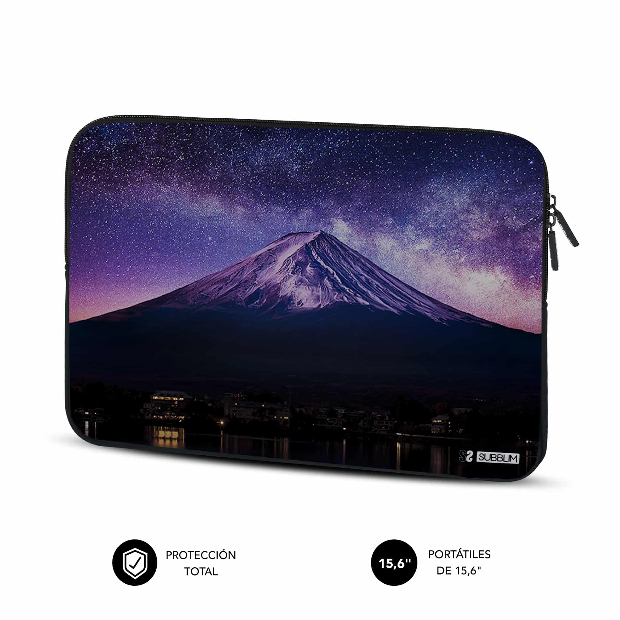 Housse Subblim Tendance en Néoprène pour Ordinateur Portable 15,6" - Epaisseur 3Mm - Résistance aux Chocs - Design Montagne - Couleur Noir