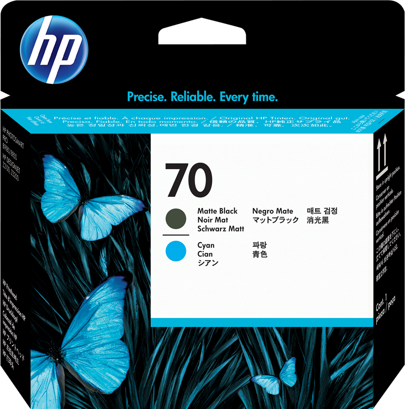 HP Tête d'impression 70 (C9404A) cyan/noir mat