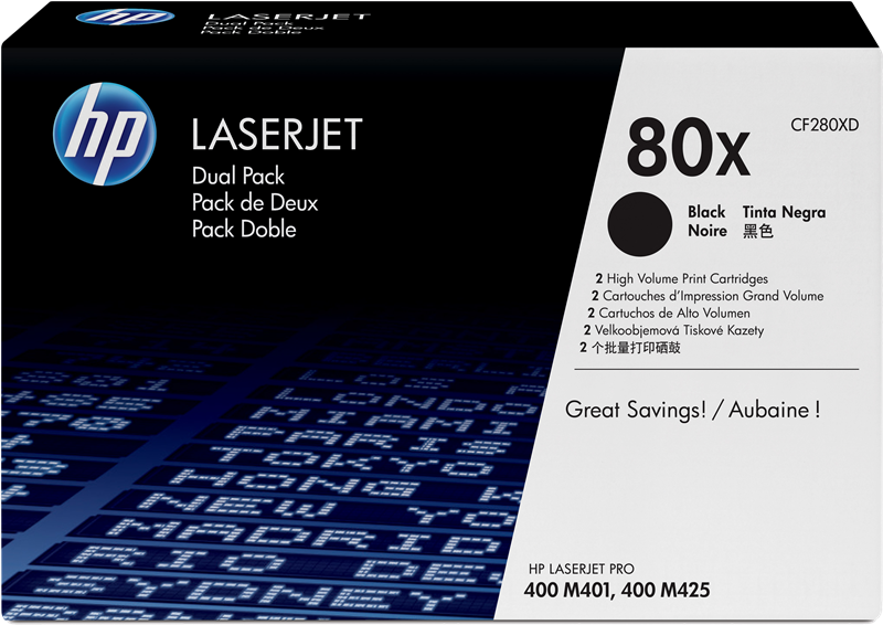 HP Toner 80X (CF280XD) Multipack Noir