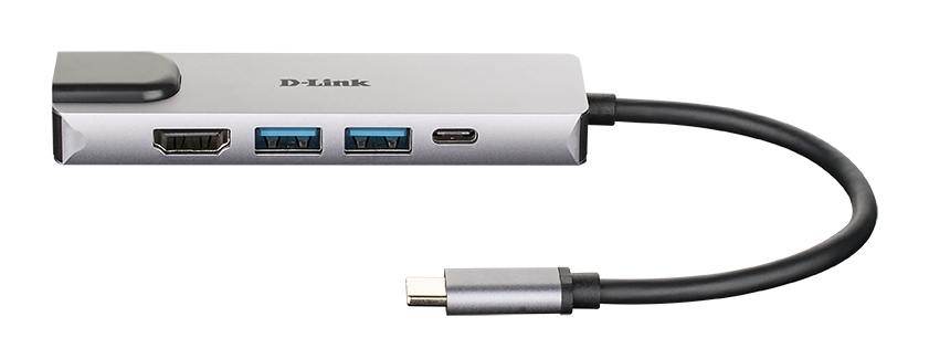 Hub D-Link USB?C 5 en 1 2 Ports USB 3.0 + 1 HDMI + 1 RJ45 - Plug &amp; Play