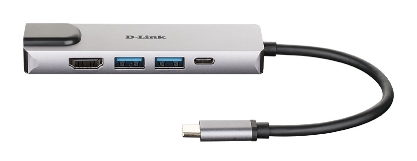 Hub D-Link USB?C 5 en 1 2 Ports USB 3.0 + 1 HDMI + 1 RJ45 - Plug & Play