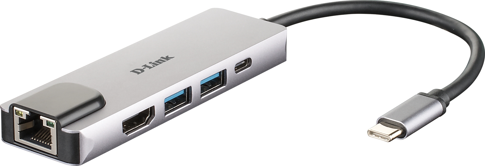 Concentrateur à 4 ports USB 3.0 et 1 port USB-C - Gris