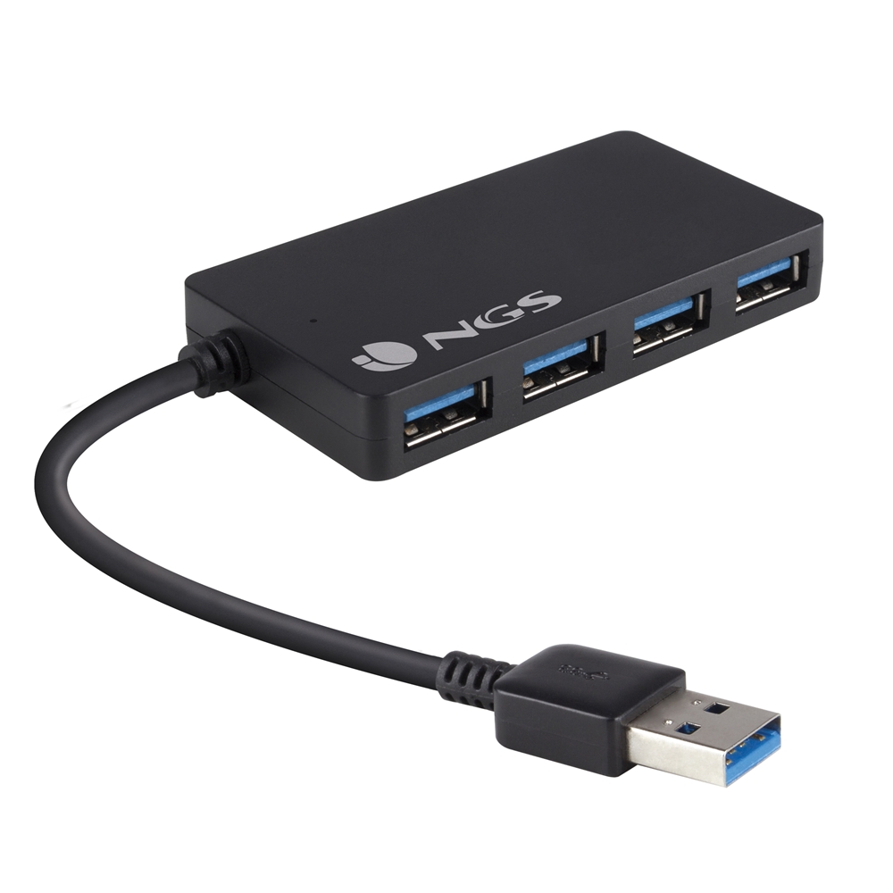 Hub NGS 4 ports USB 3.0 - Vitesse jusqu'à 4,80 Go/s - Couleur noire