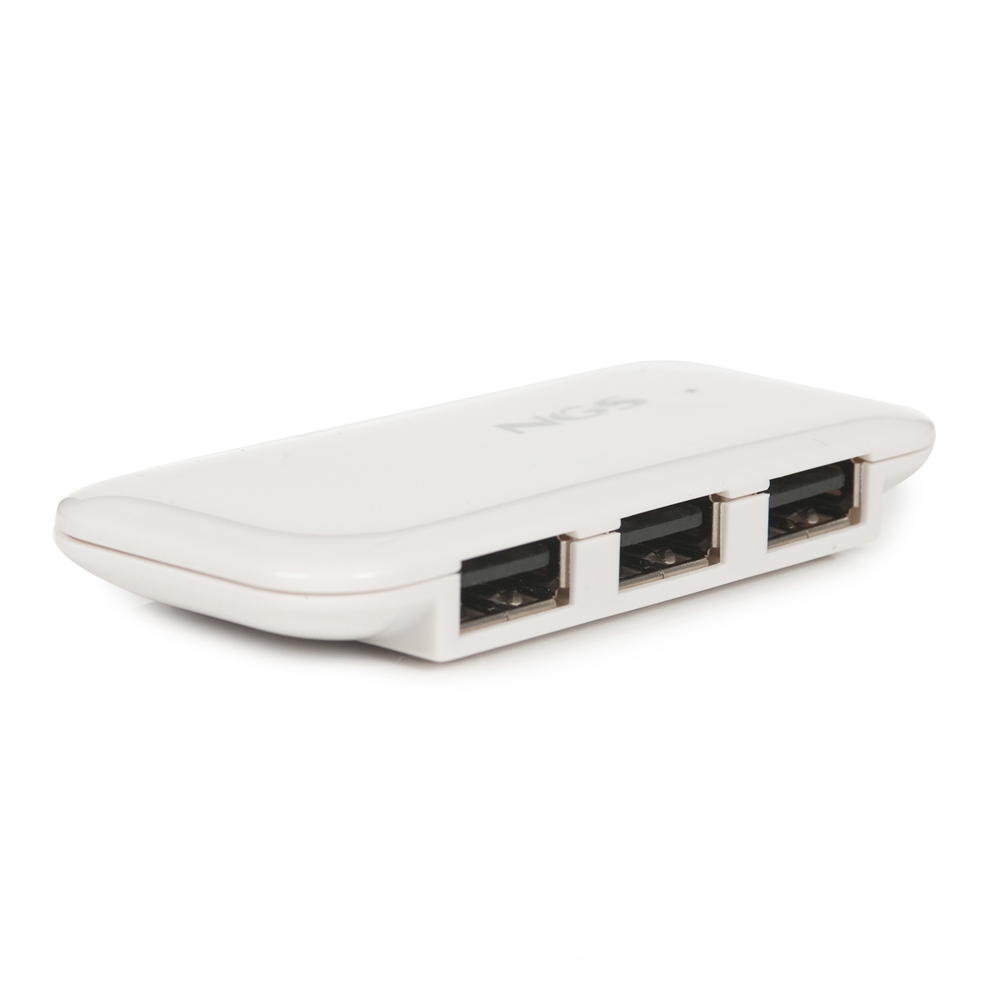 Hub USB 2.0 NGS - 4 ports USB 2.0 - Vitesse jusqu'à 480 Mbps - Couleur blanche