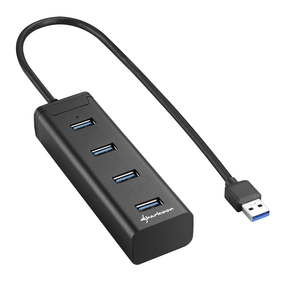 Hub USB-A 3.0 Sharkoon avec 4x USB-A 3.0 - Boîtier Aluminium - Câble 0.30m