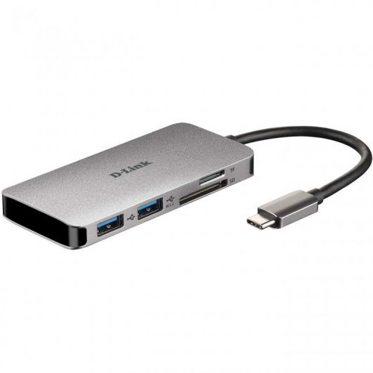Hub USB-C 6-en-1 D-Link Lecteur SD, MicroSD, HDMI 4K, USB-C, 2x USB 3.0